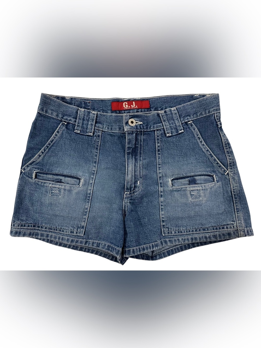 Vintage GUESS Jeans G.J. Denim Shorts Y2K Blue Utility Pocket Shorts 29